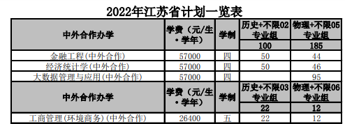 2022南京财经大学中外合作办学招生计划-各专业招生人数是多少