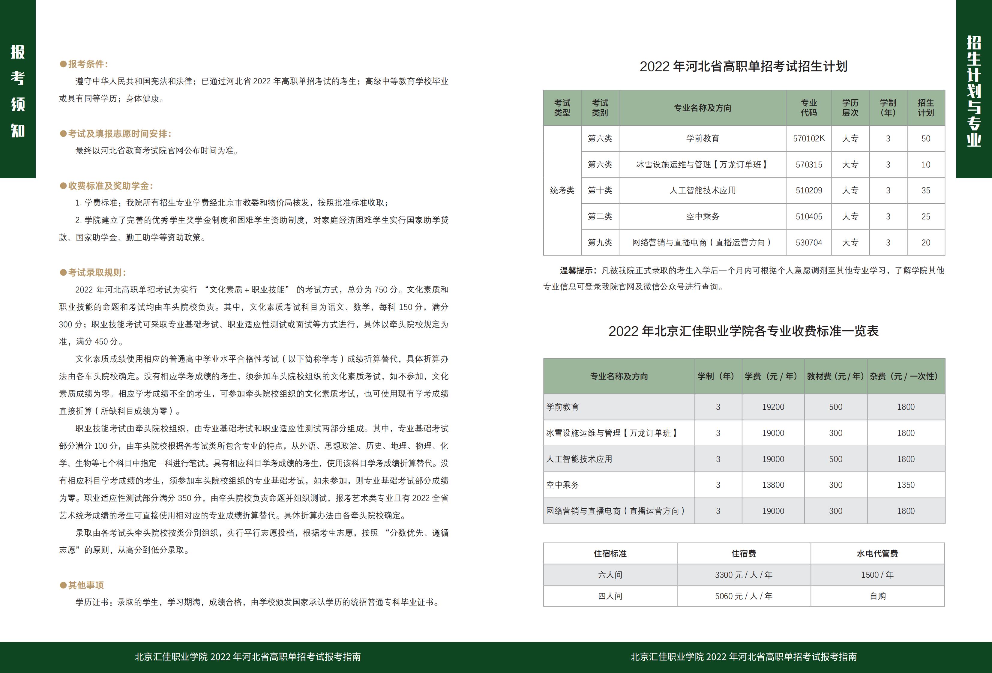 2022年北京汇佳职业学院河北省单招简章