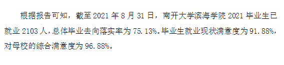 南开大学滨海学院就业率及就业前景怎么样（含2021届就业质量报告）