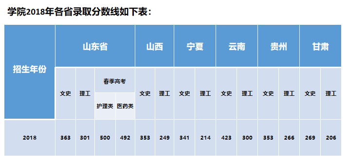 2021泰山护理职业学院录取分数线一览表（含2019-2020历年）