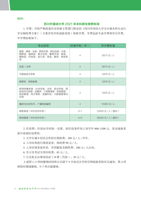 四川外国语大学学费多少钱一年-各专业收费标准