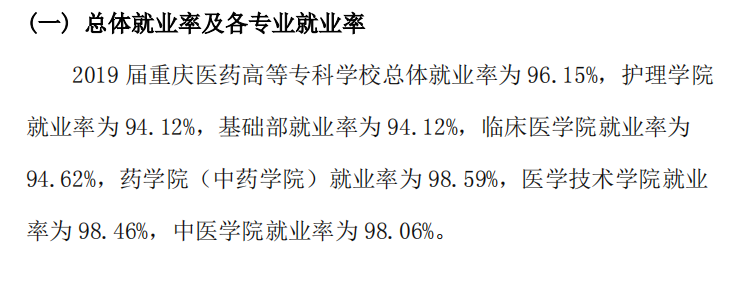 重庆医药高等专科学校就业率及就业前景怎么样（含2021届就业质量报告）