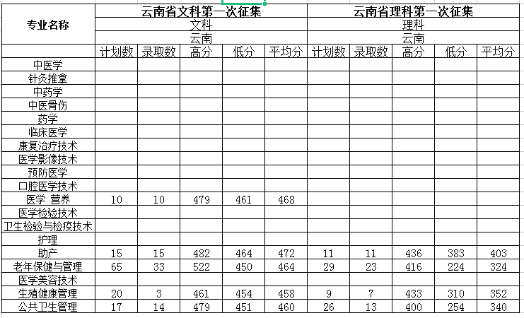 2021保山中医药高等专科学校录取分数线一览表（含2019-2020历年）