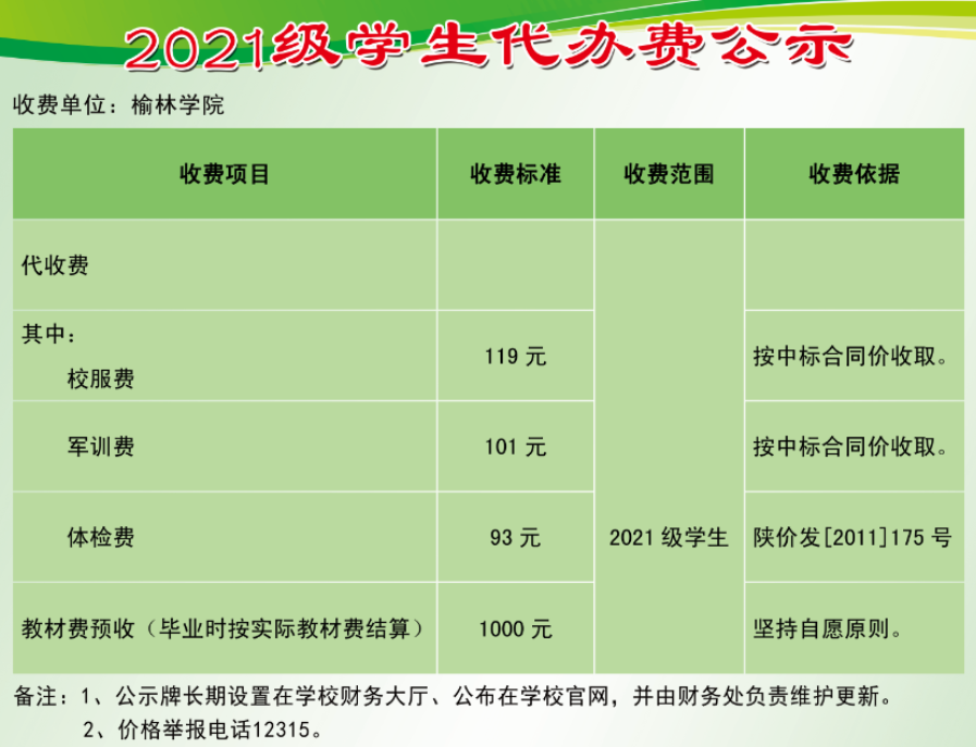 榆林学院学费多少钱一年-各专业收费标准