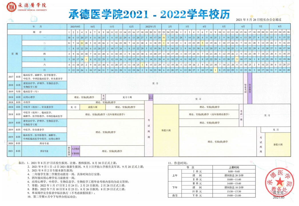 承德医学院寒假放假时间安排校历及什么时候开学时间规定