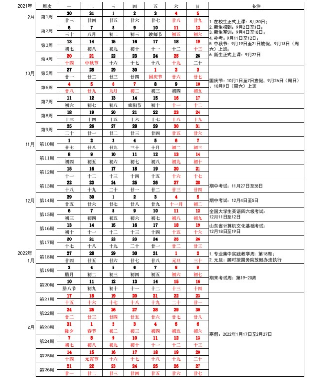 滨州医学院寒假放假时间安排校历及什么时候开学时间规定